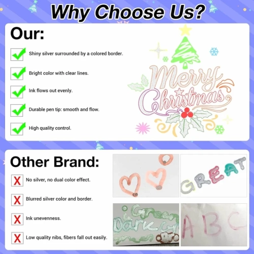 21 Glitter Outline Markers: Metallic, Double Line, Shimmer