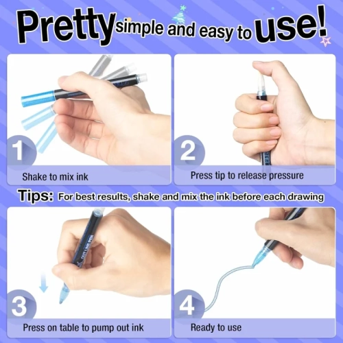 21 Glitter Outline Markers: Metallic, Double Line, Shimmer