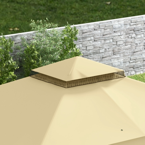 Outsunny 10' x 12' Patio Gazebo, Double Roof Outdoor Gazebo Canopy Shelter with Netting and Curtains, Solid Metal Frame for Garden, Lawn and