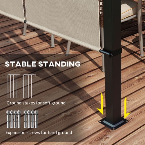 Outsunny 10' x 10' Retractable Pergola Canopy, Metal Pergola Outdoor Sun Shade Shelter for Garden, Patio, Backyard, Deck, Beige