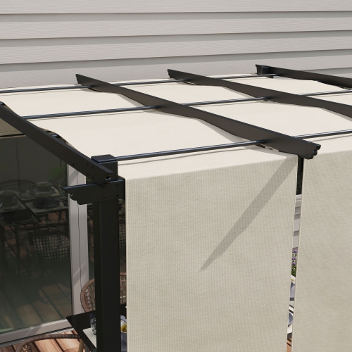 Outsunny 10' x 10' Retractable Pergola Canopy, Metal Pergola Outdoor Sun Shade Shelter for Garden, Patio, Backyard, Deck, Beige