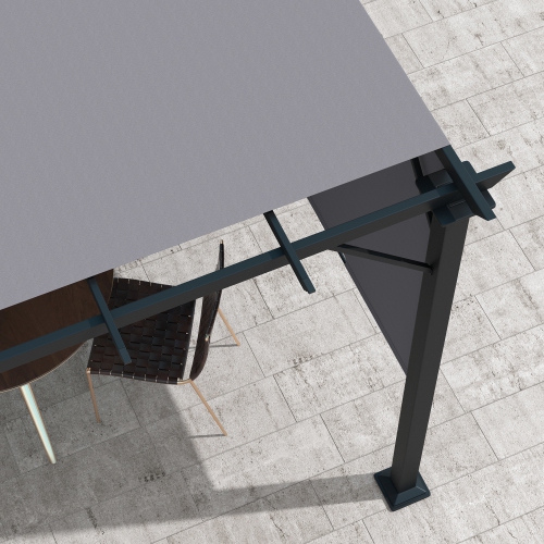 Auvent rétractable pour pergola de 10 x 10 pi, abri de jardin d'extérieur avec auvent et cadre en acier Outsunny, pour cour, jardin, patio, terrasse,