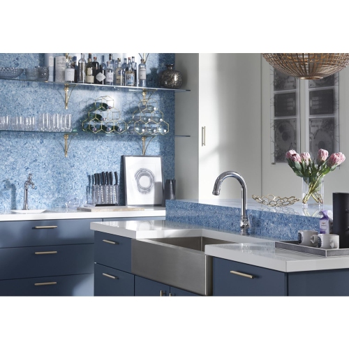 KOHLER K-5415-NA Strive Self-Trimming Undermount Large Single-Bowl Kitchen Sink with Tall Apron, 35 1/2 X 21 1/4", Stainless Steel