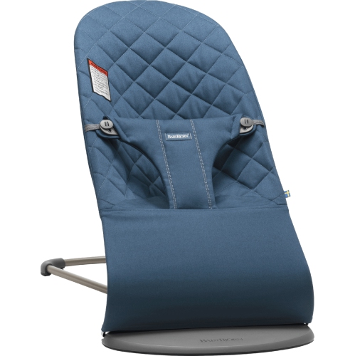 BabyBjorn Bouncer Bliss in Woven Fabric - Classic Quilt, Midnight Blue on Dark Grey Frame