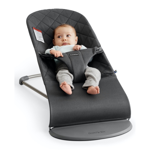BabyBjorn Bouncer Bliss in Woven Fabric - Classic Quilt, Anthracite on Dark Grey Frame