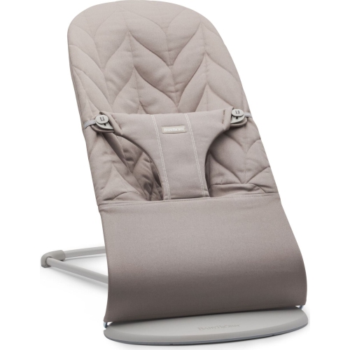 BabyBjorn Bouncer Bliss in Woven Fabric - Petal Quilt, Sand Grey on Light Gray Frame