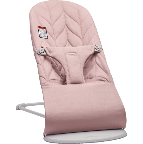 BabyBjorn Bouncer Bliss in Woven Fabric - Petal Quilt, Dusty Pink on Light Gray Frame