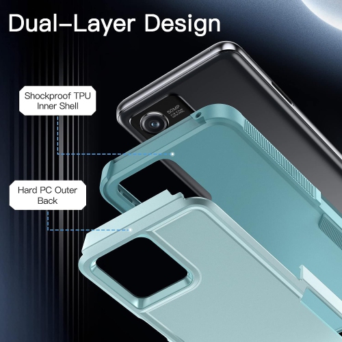 [CSmart] Dual Layers Heavy Duty Rubber Armor Hard Case Cover for Motorola Moto G Play 2024, Teal