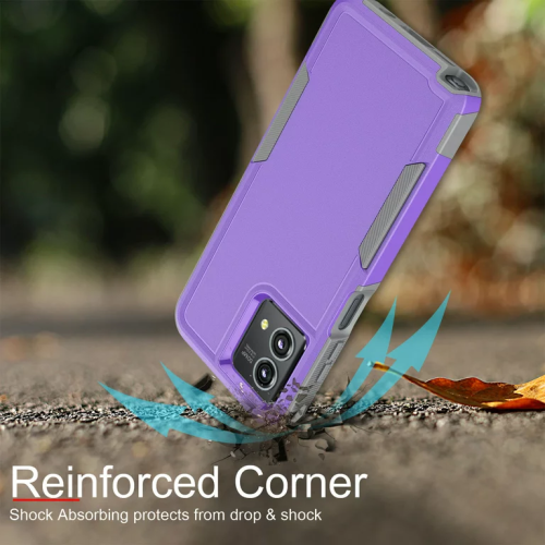 [CSmart] Dual Layers Heavy Duty Rubber Armor Hard Case Cover for Motorola Moto G Play 2024, Purple