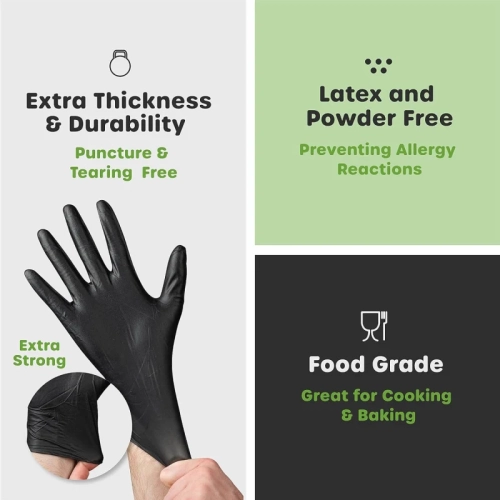 Black Nitrile Gloves: 6 Mil, Latex-Free, Textured, Disposable