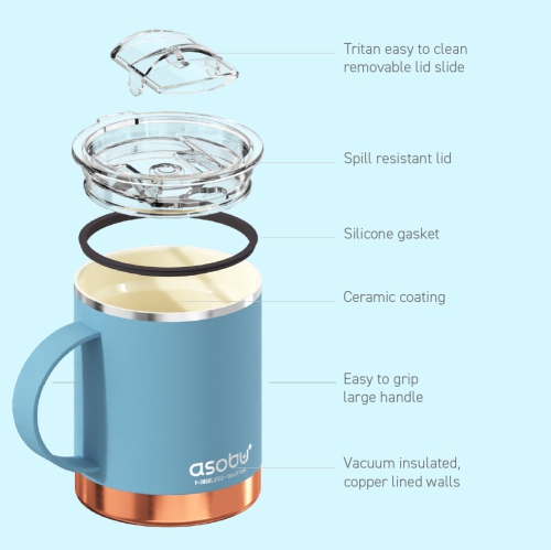 Tasse à café isotherme Ultimate d'Asobu avec revêtement interne en céramique