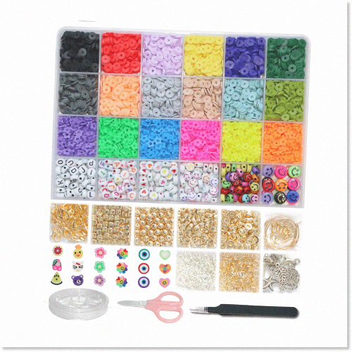 Charming Girls Bracelet Making Kit - 5600 Pieces, 24 Colors Polymer Clay  Beads with Alphabet Beads & Crystal Lines - Friendship Jewelry