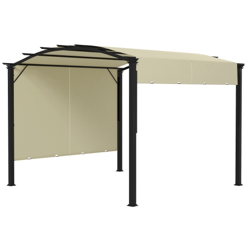 Outsunny 11' x 11' Retractable Pergola Canopy, Outdoor Arched Pergola Shade Metal Frame for Patio, Backyard, Garden, Deck, Porch, Beige