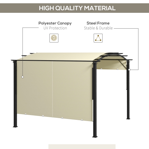 Outsunny 11' x 11' Retractable Pergola Canopy, Outdoor Arched Pergola Shade Metal Frame for Patio, Backyard, Garden, Deck, Porch, Beige