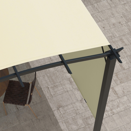 Outsunny 11' x 11' Retractable Pergola Canopy, Outdoor Arched Pergola Shade Metal Frame for Patio, Backyard, Garden, Deck, Porch, Beige