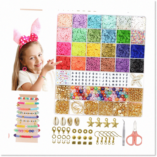 6200pcs Clay Beads Bracelet Making Kit - Perfect Gift for Girls
