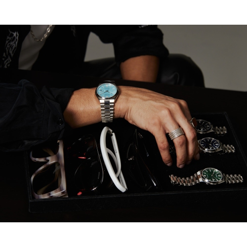 Citizen Mens “TSUYOSA” Automatic Watch 40mm Silver-Tone Stainless Steel Case and Bracelet with Aqua Dial