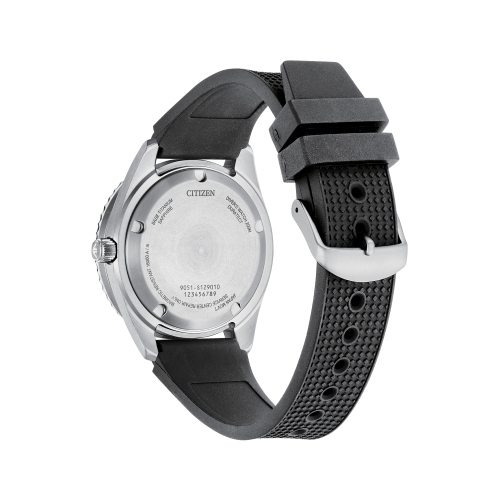 Montre automatique pour hommes Promaster Fujitsubo 41 mm de Citizen avec boîtier en titane argenté et bracelet en polyuréthane noir avec cadran