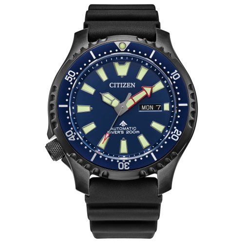 CITIZEN  Mens Promaster Dive Automatic Automatic Watch 44MM Black Stainless Steel Case Black Polyurethane Strap With Dial (Ny0158-09L) In Blue