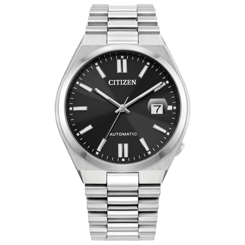 Montre automatique pour hommes « TSUYOSA » 40&nbsp;mm avec boîtier et bracelet en acier inoxydable argenté et cadran noir de Citizen