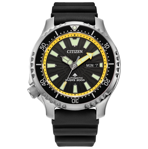 Citizen Mens Promaster Dive Automatic Automatic Watch 44mm Silver-Tone Stainless Steel Case Black Polyurethane Strap with Black Dial