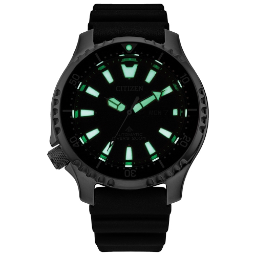 Montre automatique Promaster Dive pour hommes 44 mm de Citizen avec boîtier en acier inoxydable argenté et bracelet en polyuréthane noir