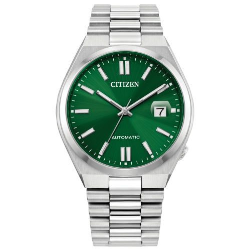 Montre automatique pour hommes « TSUYOSA » 40&nbsp;mm avec boîtier et bracelet en acier inoxydable argenté et cadran vert de Citizen