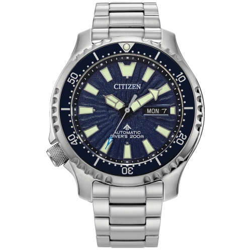 CITIZEN  Mens Promaster Dive Automatic Automatic Watch 44MM Silver-Tone Stainless Steel Case And Bracelet With Dial (Ny0136-52L) In Blue