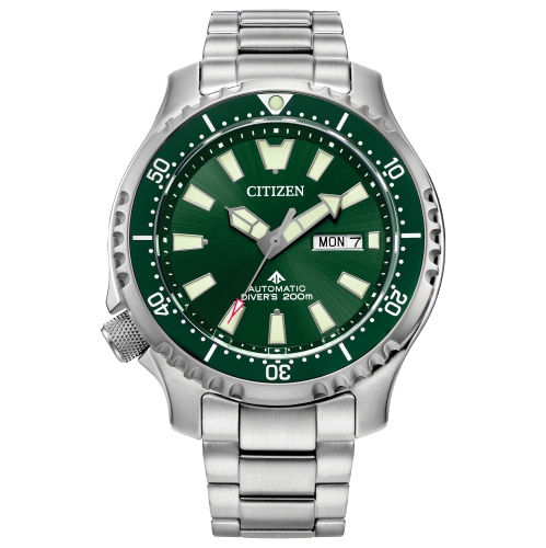 Montre automatique Promaster Dive 44&nbsp;mm en inox argenté avec cadran vert pour hommes de Citizen