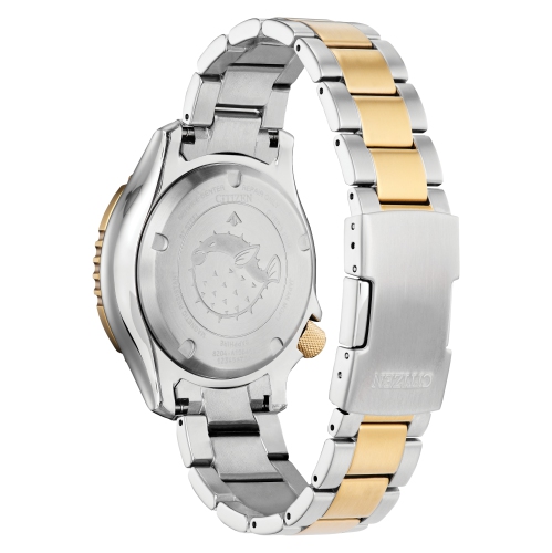 Citizen Mens Promaster Dive Automatic Automatic Watch 44mm Two-Tone Stainless Steel Case and Bracelet with Blue Dial