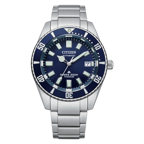 Citizen Mens Promaster Fujitsubo Automatic Watch 41mm Silver-Tone Super Titanium Case and Bracelet with Blue Dial