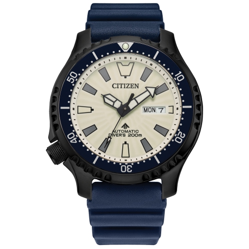 Citizen Mens Promaster Dive Automatic Automatic Watch 44mm Black Stainless Steel Case Blue Polyurethane Strap with White Dial