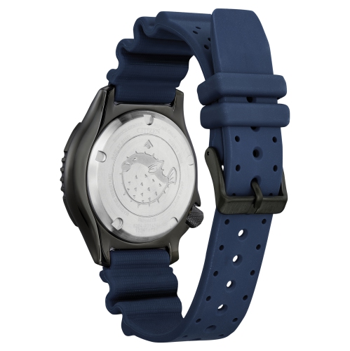 Montre automatique Promaster Dive pour hommes de Citizen 44&nbsp;mm boîtier inox noir bracelet polyuréthane bleu avec cadran blanc