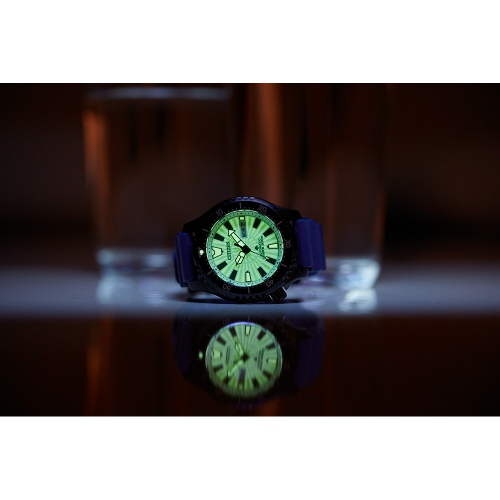 Montre automatique Promaster Dive pour hommes de Citizen 44&nbsp;mm boîtier inox noir bracelet polyuréthane bleu avec cadran blanc