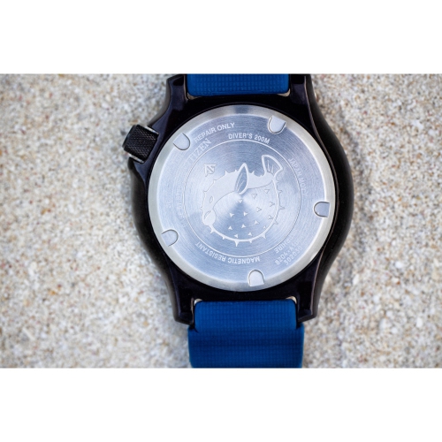 Montre automatique Promaster Dive pour hommes de Citizen 44&nbsp;mm boîtier inox noir bracelet polyuréthane bleu avec cadran blanc