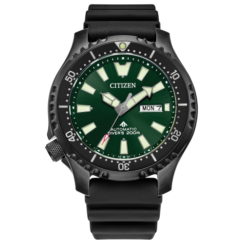 CITIZEN  Mens Promaster Dive Automatic Automatic Watch 44MM Black Stainless Steel Case Black Polyurethane Strap With Dial (Ny0155-07X) In Green