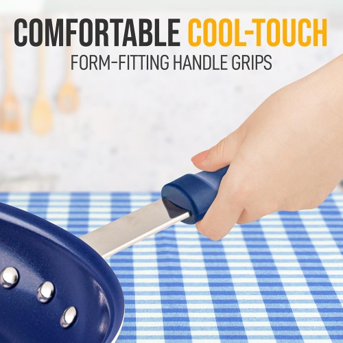 12'' Large Fry Pan - Non-stick Pan with Silicone Handle, Ceramic Coating Inside