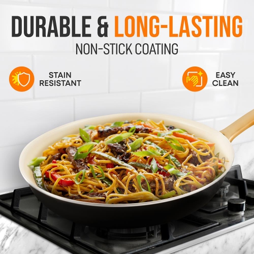 8'' Small Fry Pan - Non-stick Pan with Silicone Handle, Interior Non-stick Ceramic Coating and Polyester Coating Outside