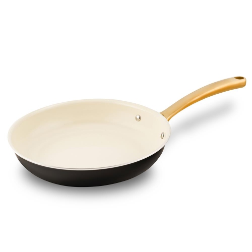 12'' Large Fry Pan - Non-stick Pan with Silicone Handle, Interior Non-stick Ceramic Coating and Polyester coating Outside