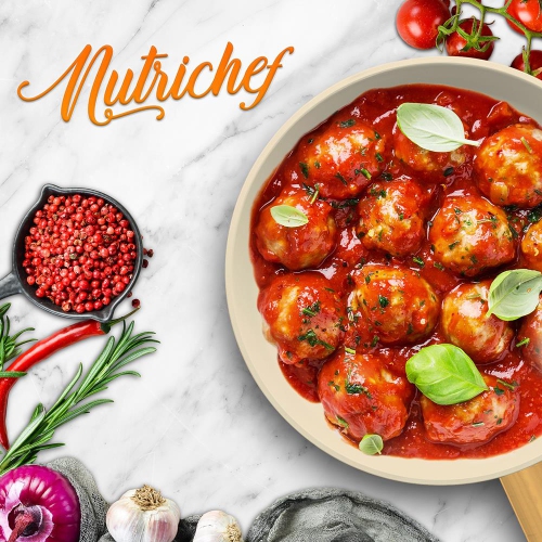 12'' Large Fry Pan - Non-stick Pan with Silicone Handle, Interior Non-stick Ceramic Coating and Polyester coating Outside