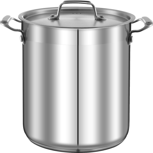 Stainless Steel Cookware Stockpot - 20 Quart, Heavy Duty Induction Pot, Soup Pot With Stainless Steel Lid