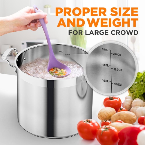 Stainless Steel Cookware Stockpot - 20 Quart, Heavy Duty Induction Pot, Soup Pot With Stainless Steel Lid