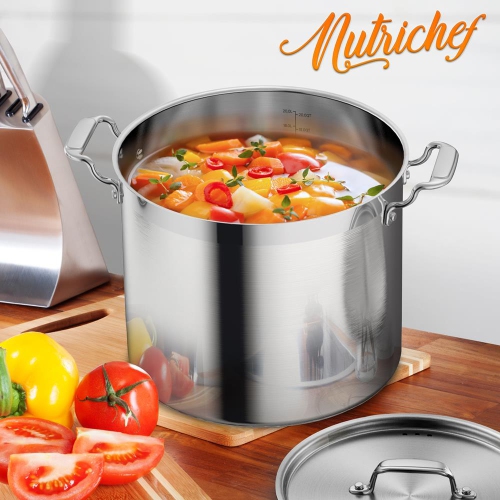 Stainless Steel Cookware Stockpot - 20 Quart, Heavy Duty Induction Pot, Soup Pot With Stainless Steel Lid