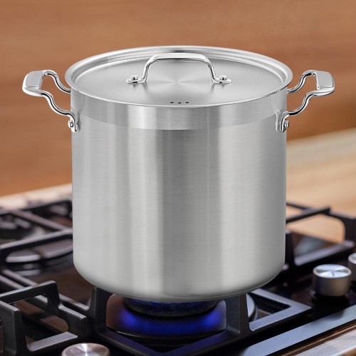 Stainless Steel Cookware Stockpot - 20 Quart, Heavy Duty Induction Pot, Soup Pot With Stainless Steel Lid