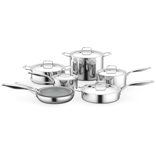 Kitchenware Pots & Pans Set - Clad Kitchen Cookware with Nylon Utensils, Frypan Interior Coated with Prestige Ceramic Non-Stick Coating