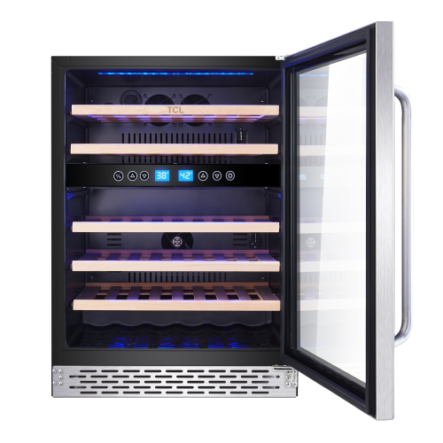 TCL 24” Built-in or Freestanding 46 Bottle Dual Zone Wine Chiller