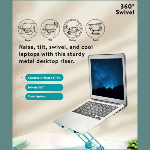 RISE Swivel Adjustable Laptop Desk Stand 2.0- Silver