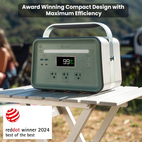 Yoshino K6SP11 9-Port Solid-State Solar Generator 602Wh, 660W with 1-Piece Solar Panel Emergency Power, Pure Sine Wave, Smart App Connect