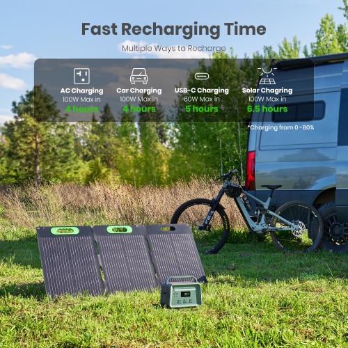 Yoshino K6SP11 9-Port Solid-State Solar Generator 602Wh, 660W with 1-Piece Solar Panel Emergency Power, Pure Sine Wave, Smart App Connect