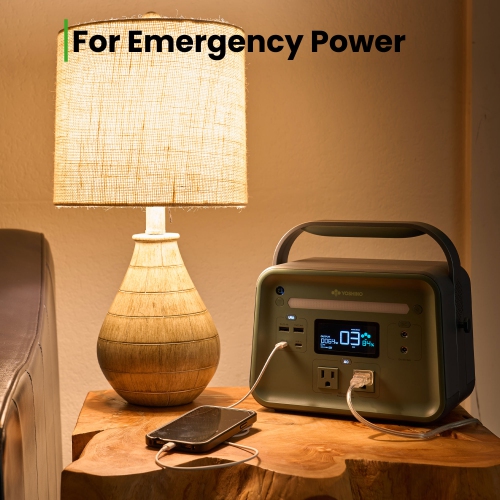 Yoshino B330 SST 8-Port Solid-State Solar Generator 241Wh, 330W with 1-Piece Solar Panel Emergency Power, Pure Sine Wave, Smart App Connect